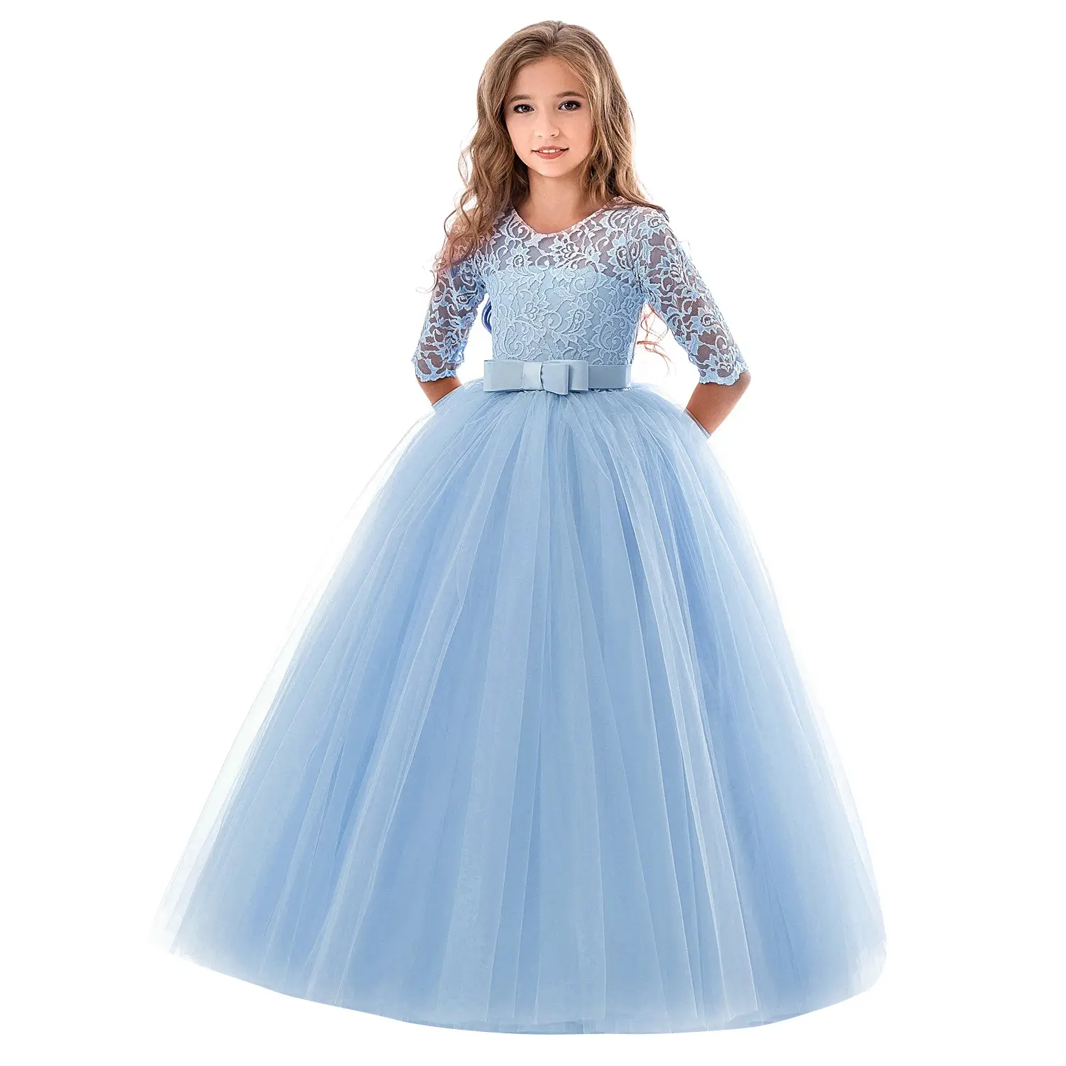 Purple Lace Princess Gown for Girls Wedding Dress - Image 3