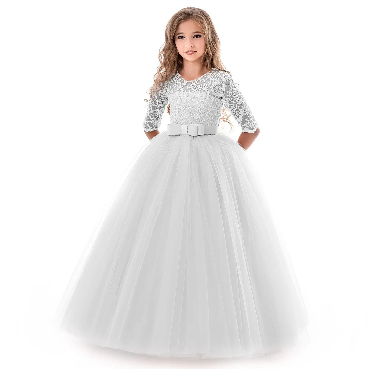 Purple Lace Princess Gown for Girls Wedding Dress - Image 4