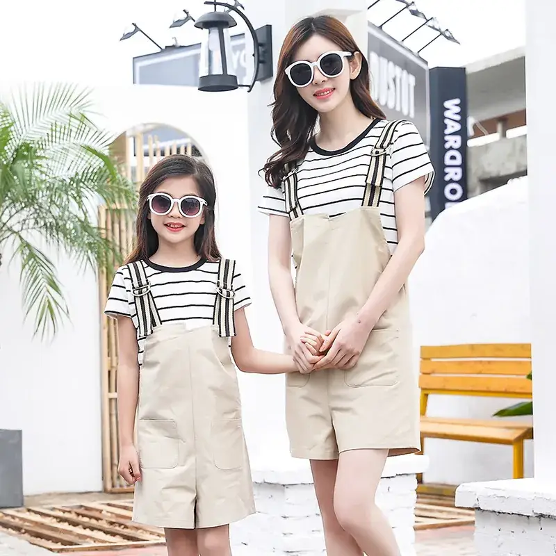 Family 3-Person Striped Shorts Set Summer 2023 - Image 3