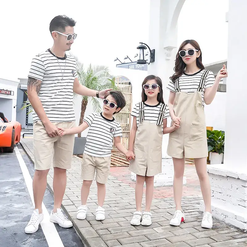 Family 3-Person Striped Shorts Set Summer 2023 - Image 5