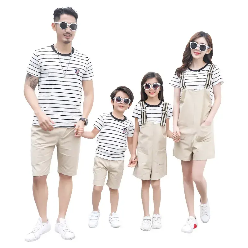 Family 3-Person Striped Shorts Set Summer 2023 - Image 6