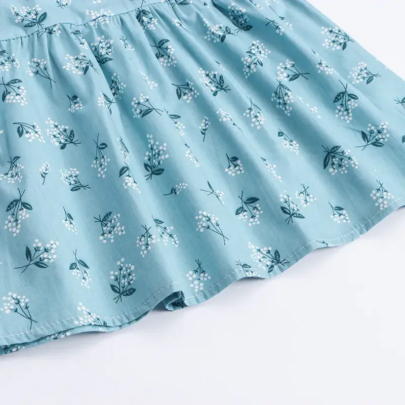 Girls' Blue Floral Cheongsam Dress 2025 Spring Summer - Image 7