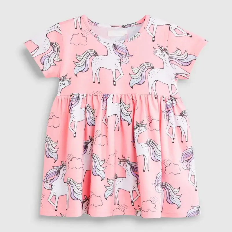 Pink Unicorn Cartoon Princess Dress for Girls