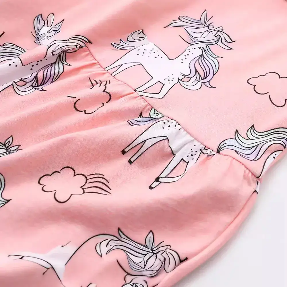 Pink Unicorn Cartoon Princess Dress for Girls