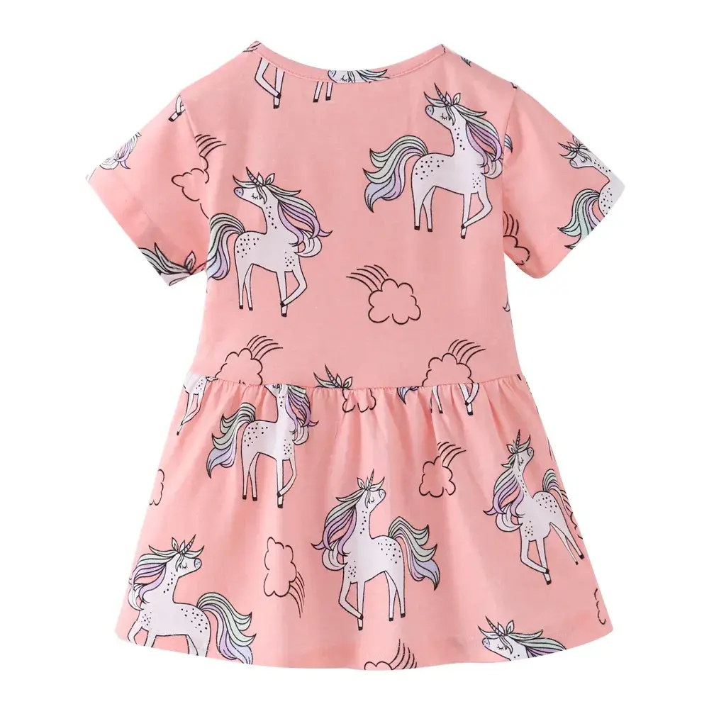 Pink Unicorn Cartoon Princess Dress for Girls