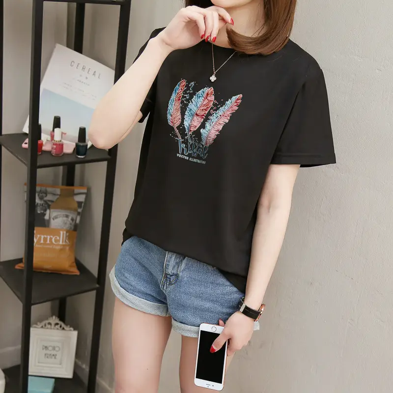 2025 Summer Korean Style Letter Short Sleeve T-Shirt for Women - Image 4