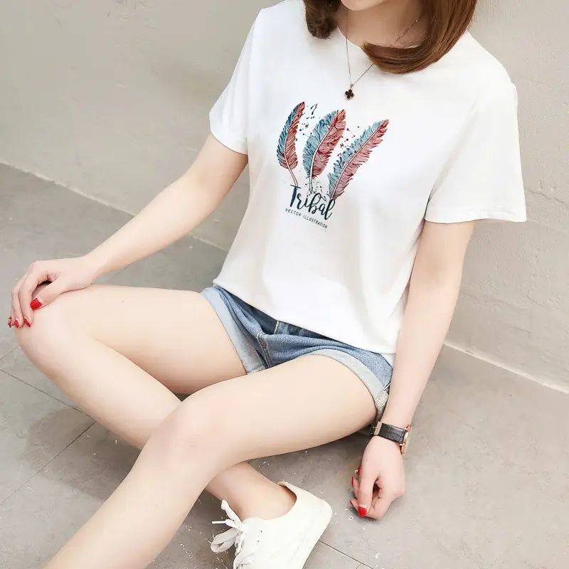 2025 Summer Korean Style Letter Short Sleeve T-Shirt for Women - Image 5