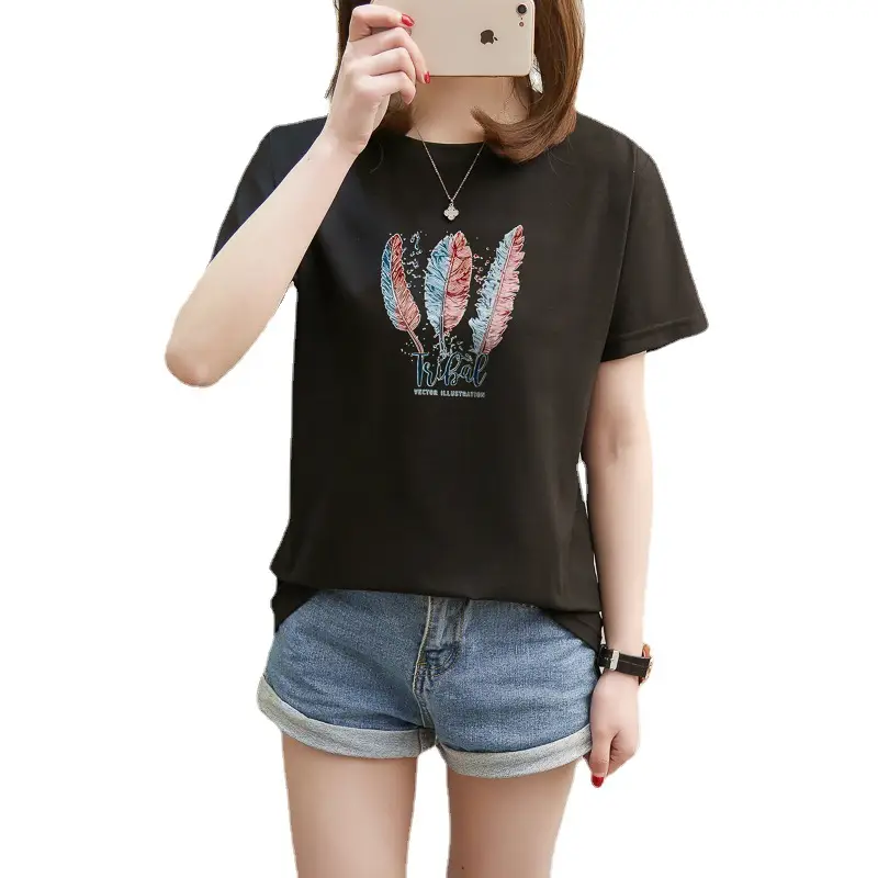 2025 Summer Korean Style Letter Short Sleeve T-Shirt for Women - Image 7