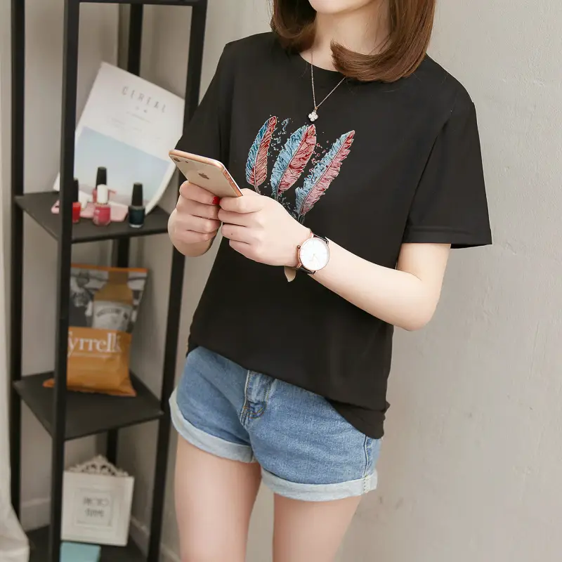 2025 Summer Korean Style Letter Short Sleeve T-Shirt for Women — feature 2
