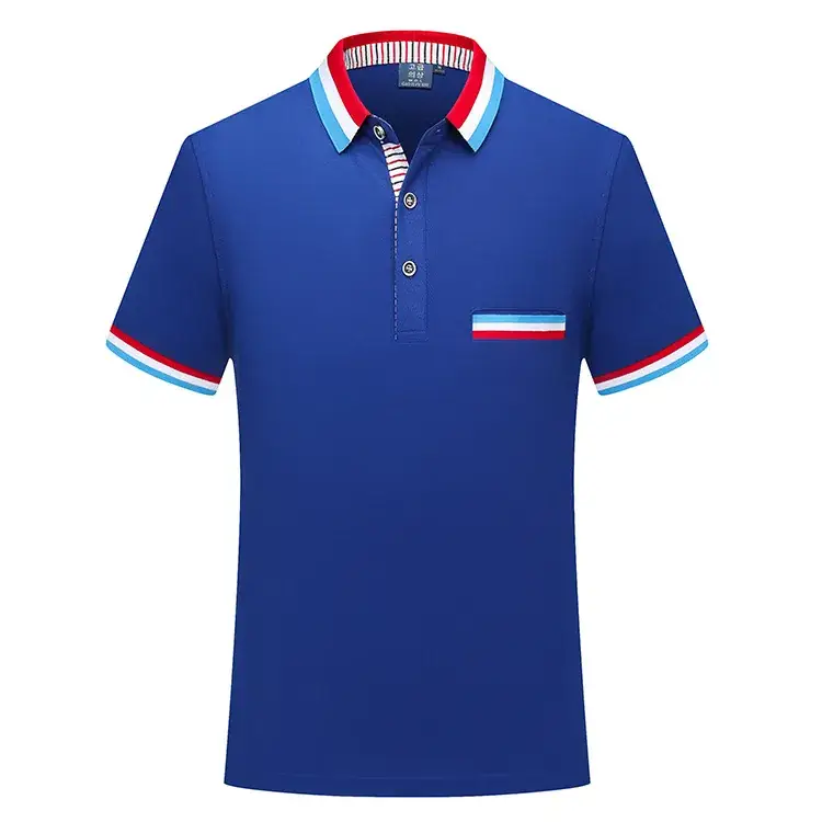 Red Polo Shirt with Blue White Trim