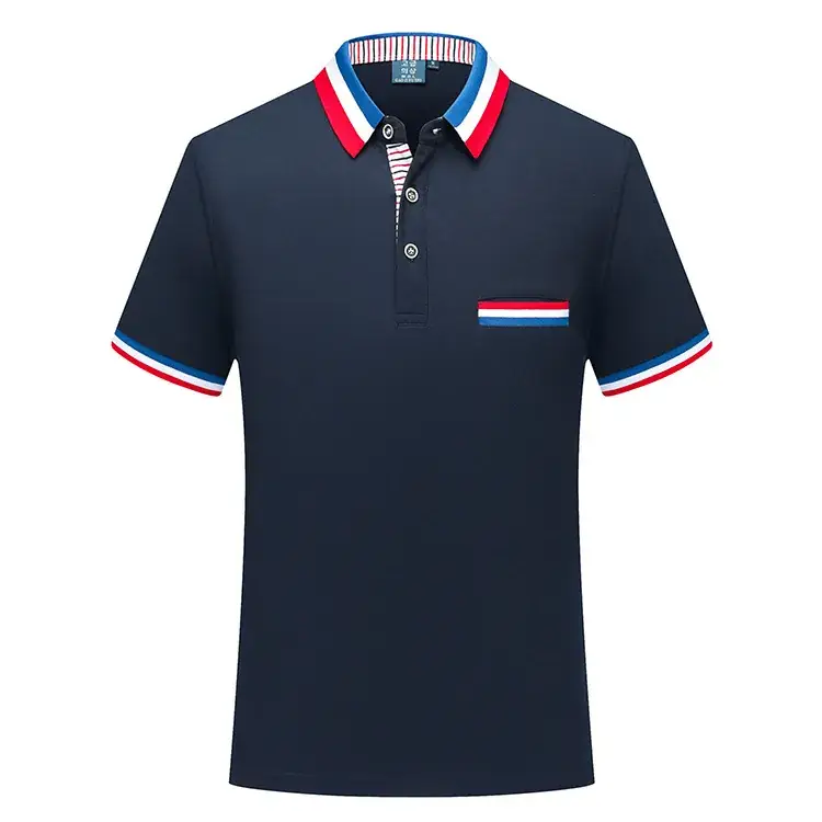 Red Polo Shirt with Blue White Trim