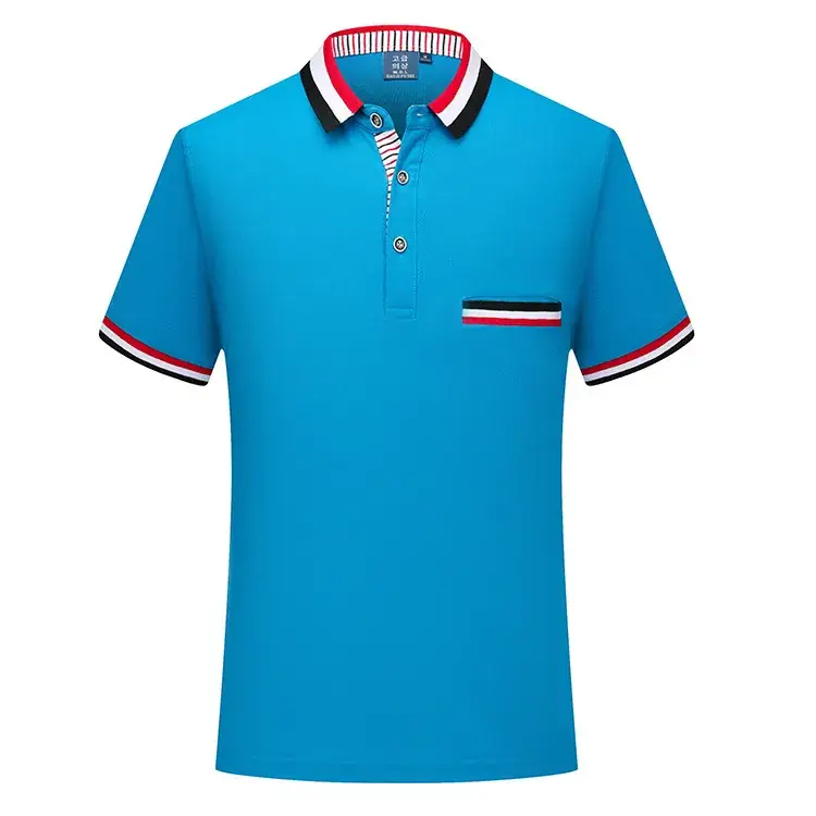 Red Polo Shirt with Blue White Trim
