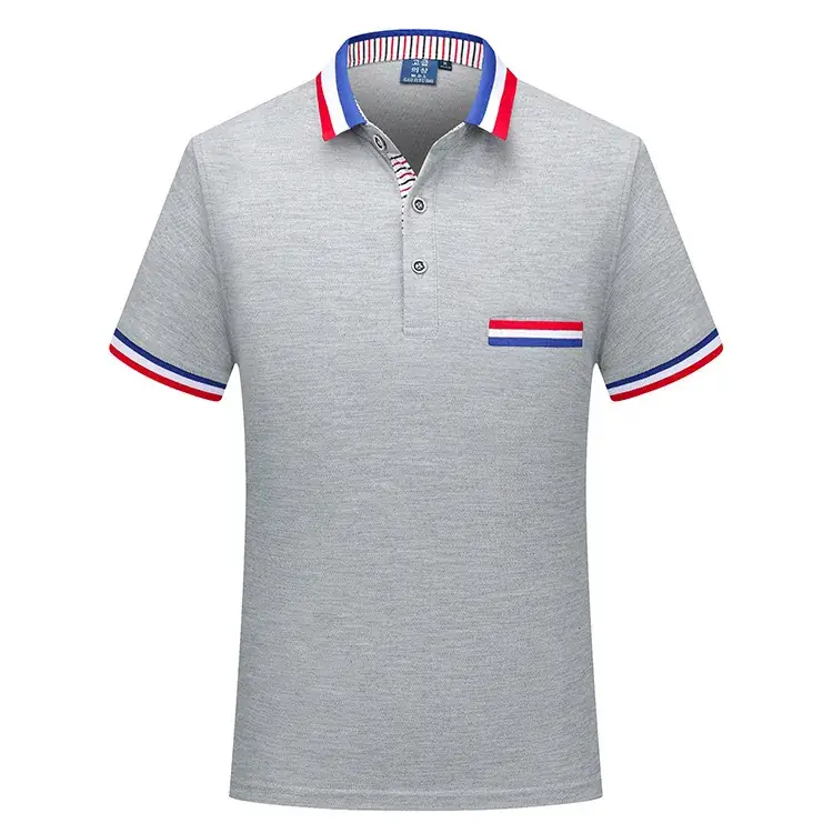Red Polo Shirt with Blue White Trim