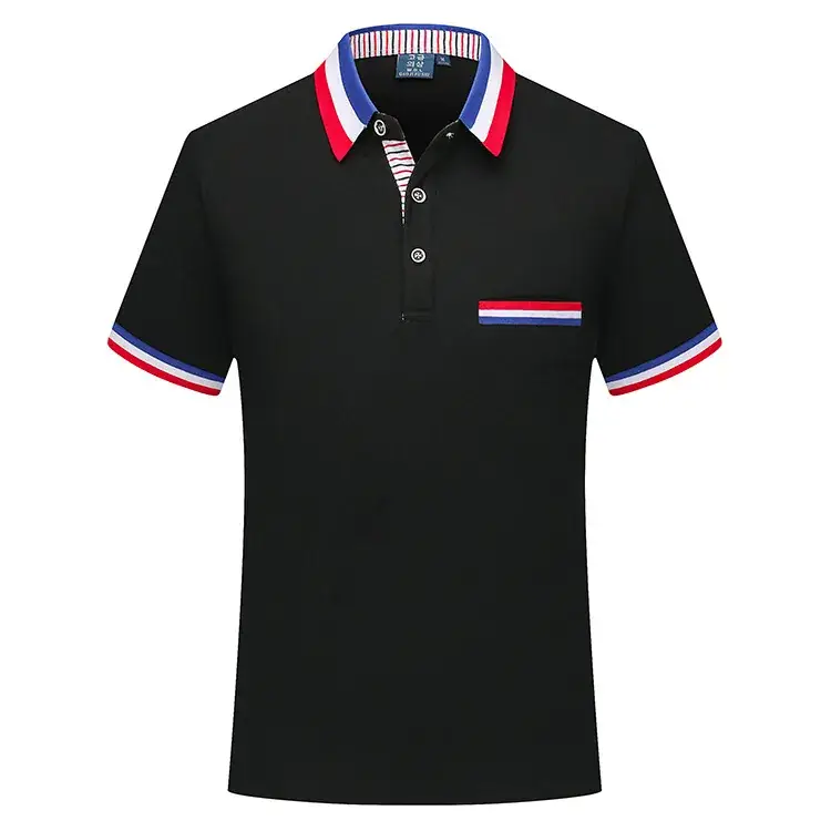 Red Polo Shirt with Blue White Trim
