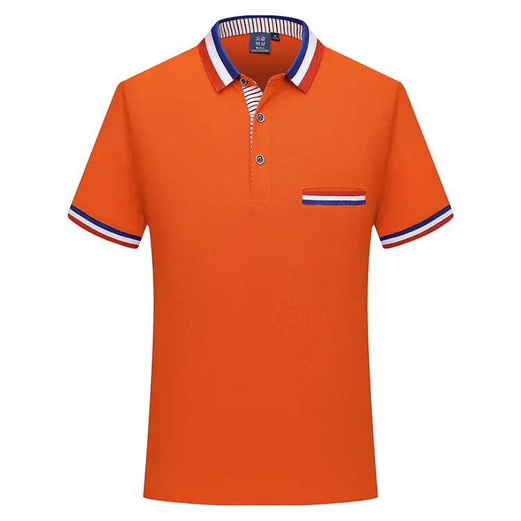 Red Polo Shirt with Blue White Trim