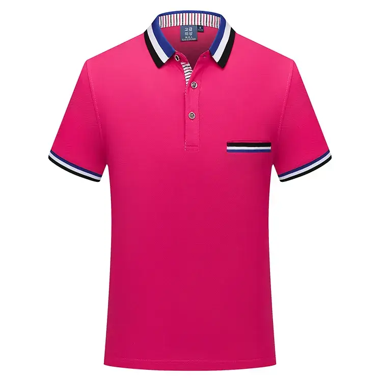 Red Polo Shirt with Blue White Trim
