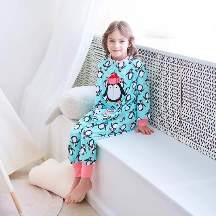 Cute Penguin Baby Sleeping Bag Cotton Light Blue - Image 3