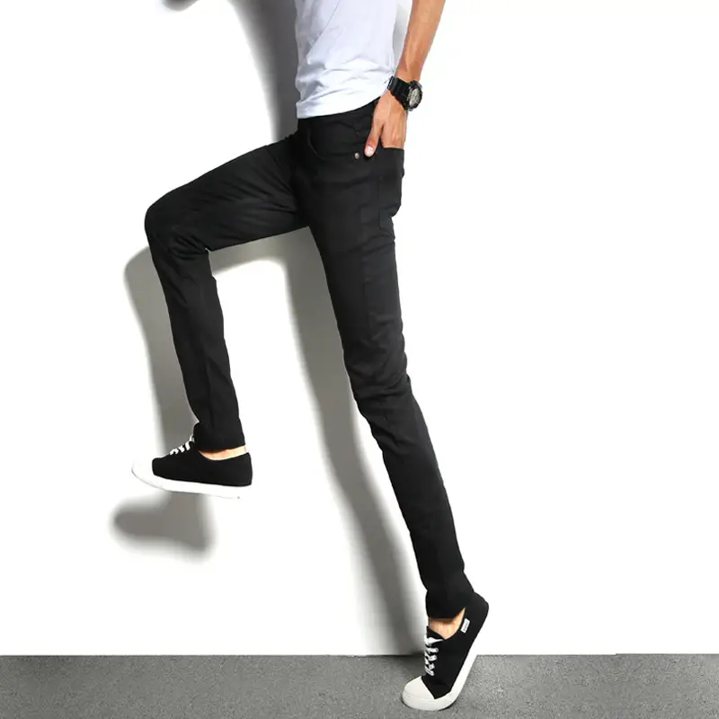 Black Slim Fit Jeans for Men Spring Autumn Casual Wear - Image 3