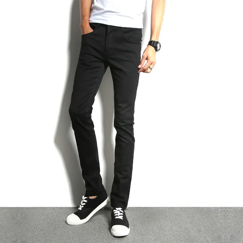 Black Slim Fit Jeans for Men Spring Autumn Casual Wear - Image 4