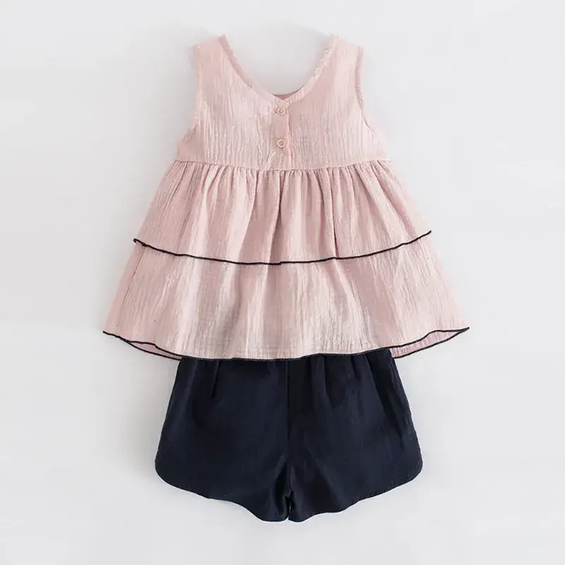 Girls Cotton Two-Piece Shorts Set Yellow White - Image 4