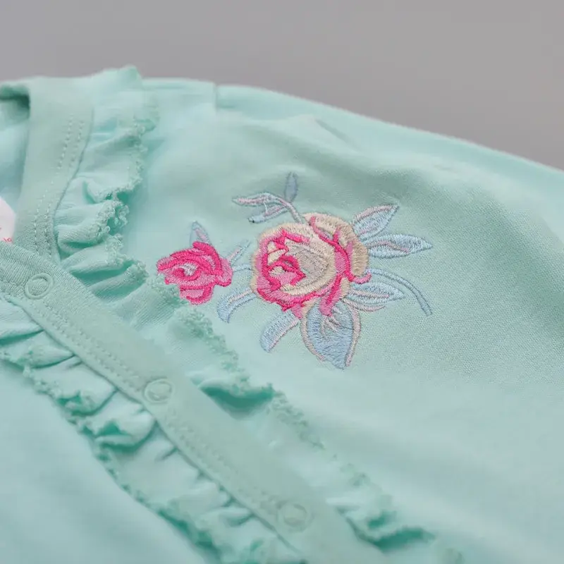 Baby's Cotton Crossbody Romper Mint Green Newborn - Image 4