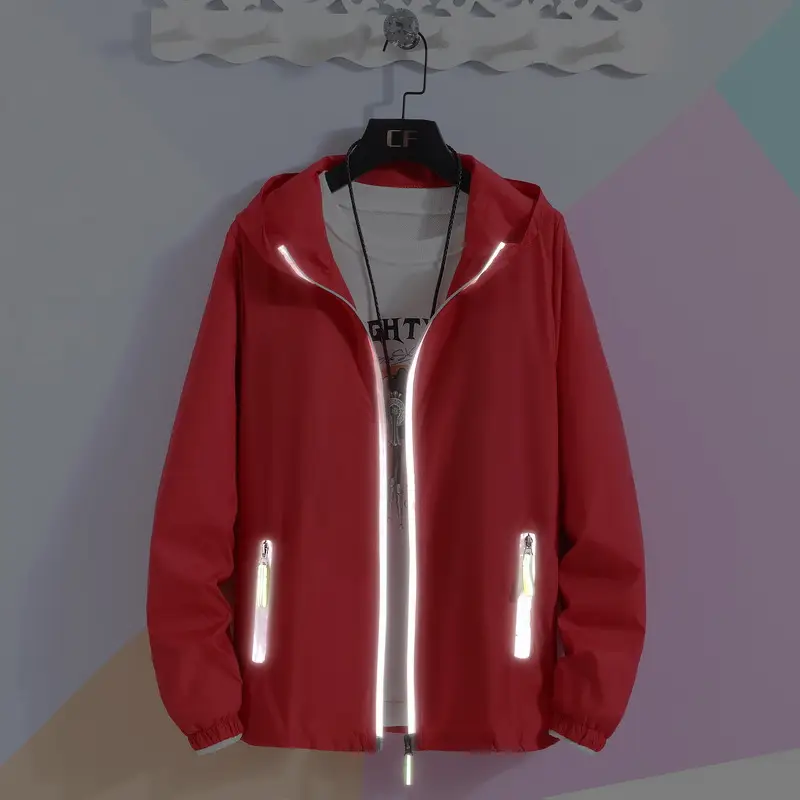 Men's Grey Reflective Hoodie Large Zipper - Image 4