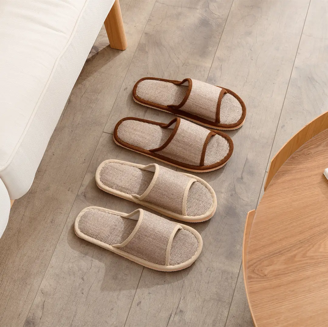 New Style Home Slippers Women's Summer Home Indoor Four Seasons Cotton Linen Linen Floor Slippers Men's Summer