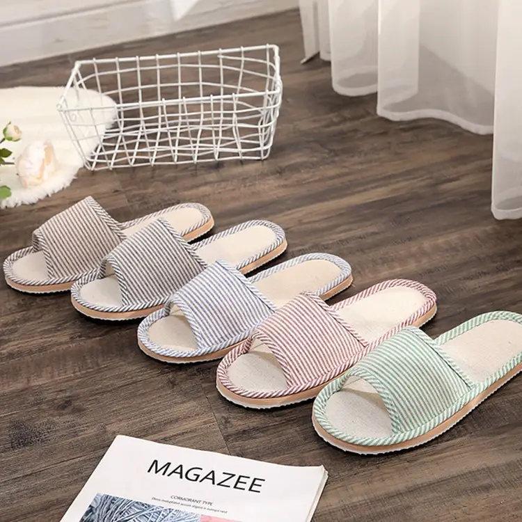 New Style Home Slippers Women's Summer Home Indoor Four Seasons Cotton Linen Linen Floor Slippers Men's Summer