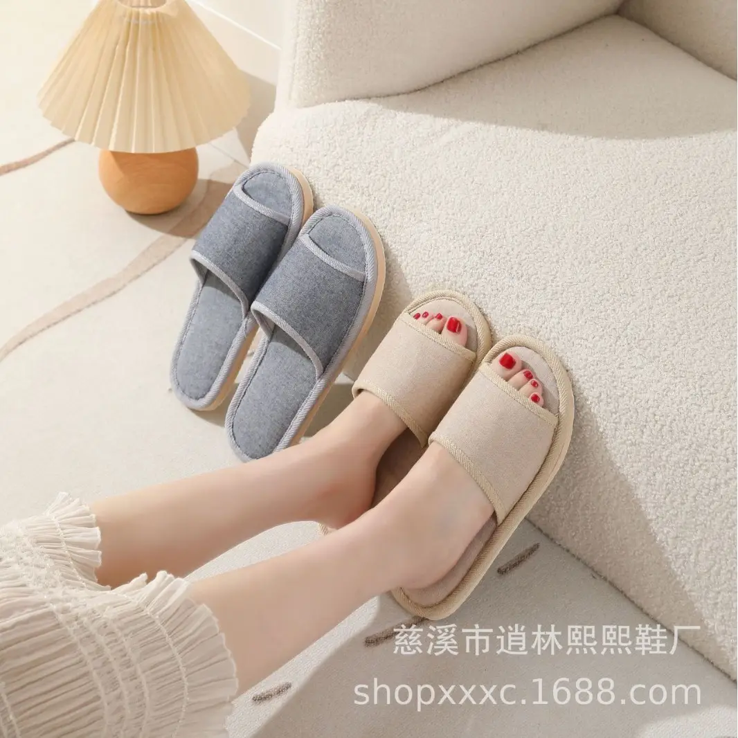New Style Home Slippers Women's Summer Home Indoor Four Seasons Cotton Linen Linen Floor Slippers Men's Summer