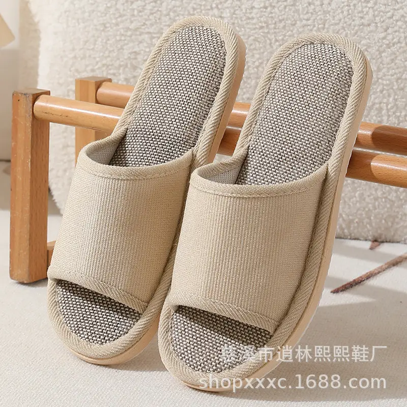 New Style Home Slippers Women's Summer Home Indoor Four Seasons Cotton Linen Linen Floor Slippers Men's Summer