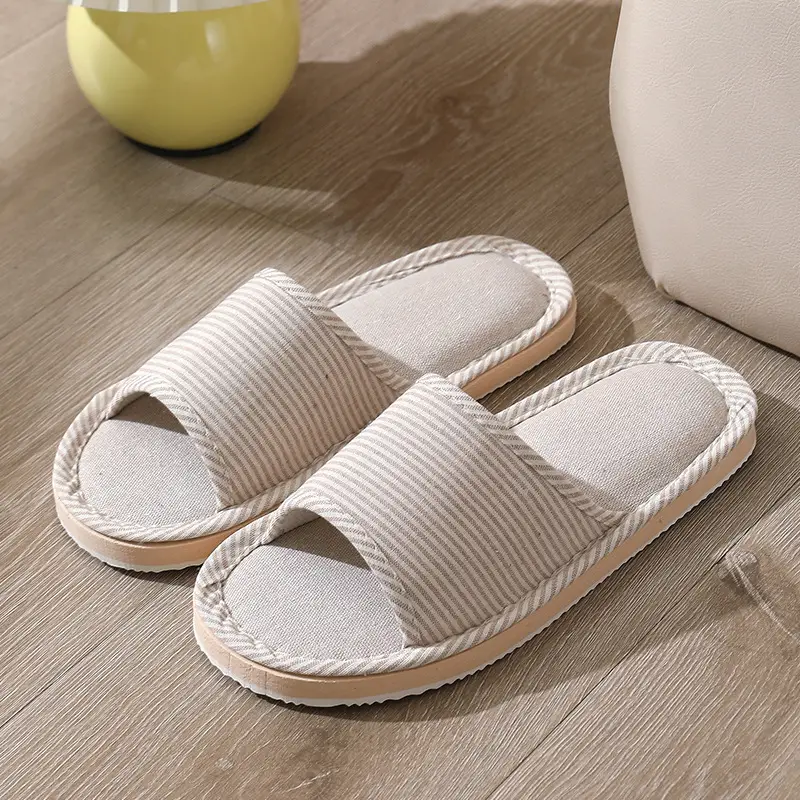 New Style Home Slippers Women's Summer Home Indoor Four Seasons Cotton Linen Linen Floor Slippers Men's Summer