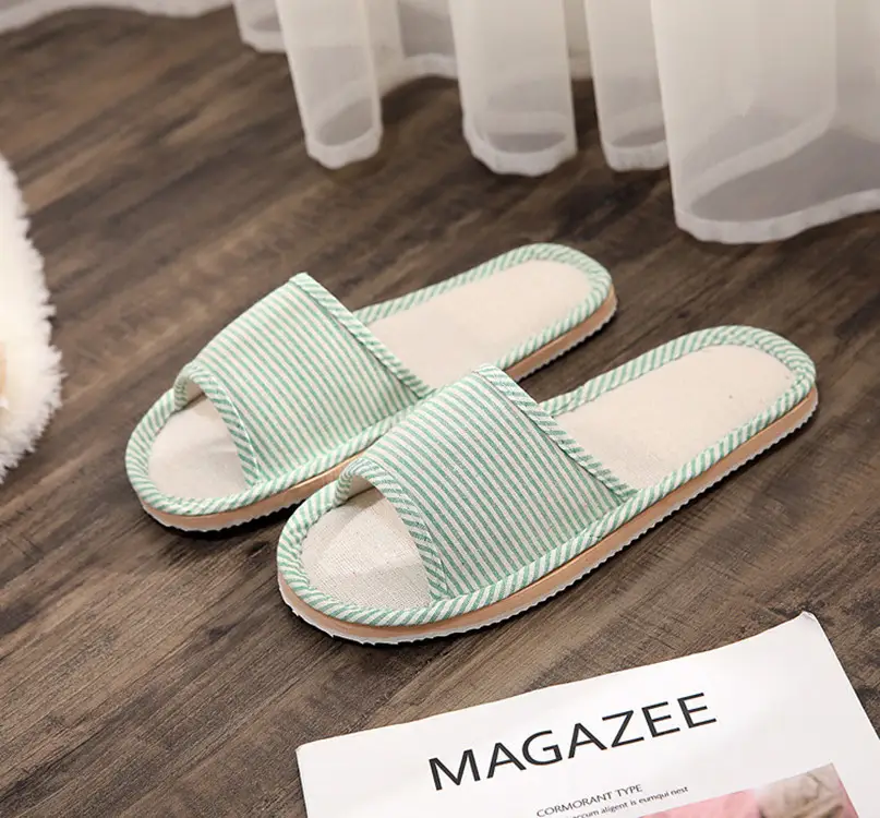 New Style Home Slippers Women's Summer Home Indoor Four Seasons Cotton Linen Linen Floor Slippers Men's Summer