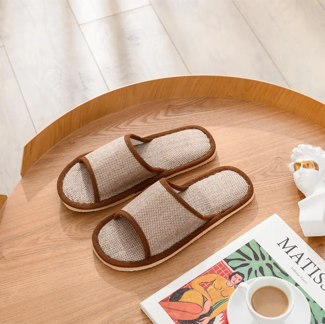 New Style Home Slippers Women's Summer Home Indoor Four Seasons Cotton Linen Linen Floor Slippers Men's Summer
