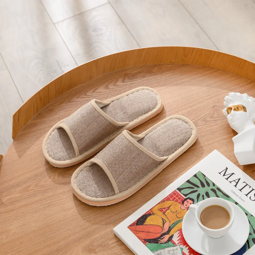New Style Home Slippers Women's Summer Home Indoor Four Seasons Cotton Linen Linen Floor Slippers Men's Summer
