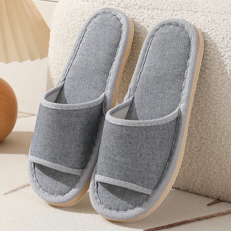New Style Home Slippers Women's Summer Home Indoor Four Seasons Cotton Linen Linen Floor Slippers Men's Summer