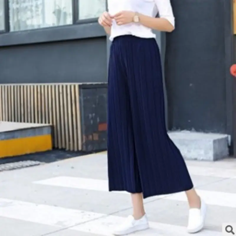 New Chiffon Wide Leg Pants High Waist Casual Pants Large Size