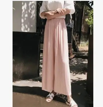 New Chiffon Wide Leg Pants High Waist Casual Pants Large Size