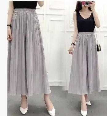 New Chiffon Wide Leg Pants High Waist Casual Pants Large Size