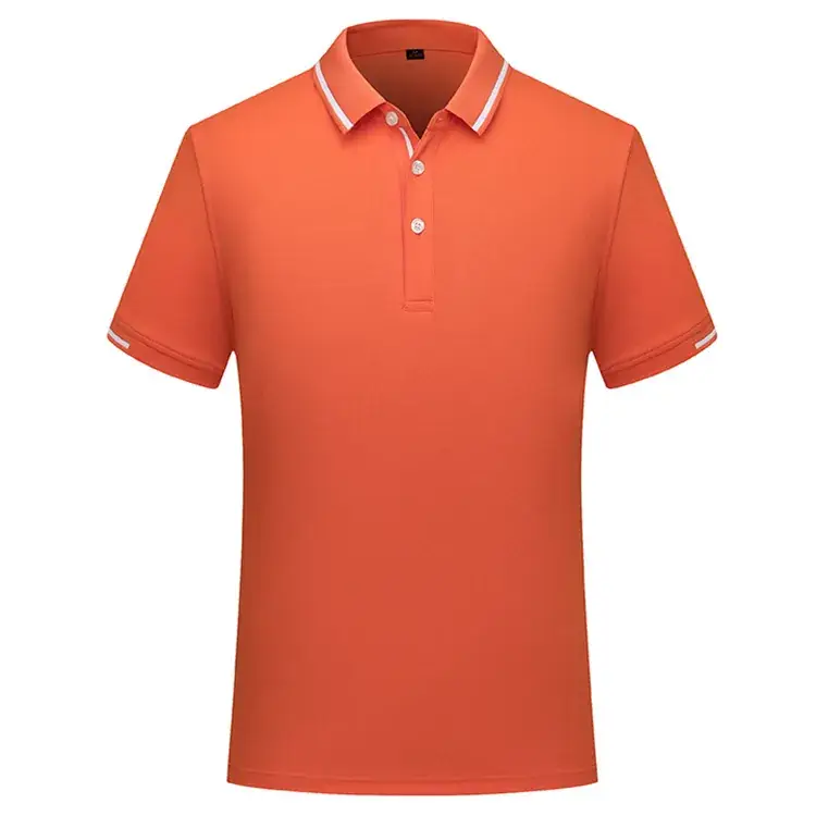 Men Green Orange Polo T-Shirt with Collar & Buttons - Image 8