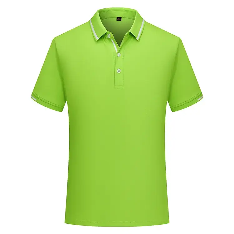 Men Green Orange Polo T-Shirt with Collar & Buttons - Image 9