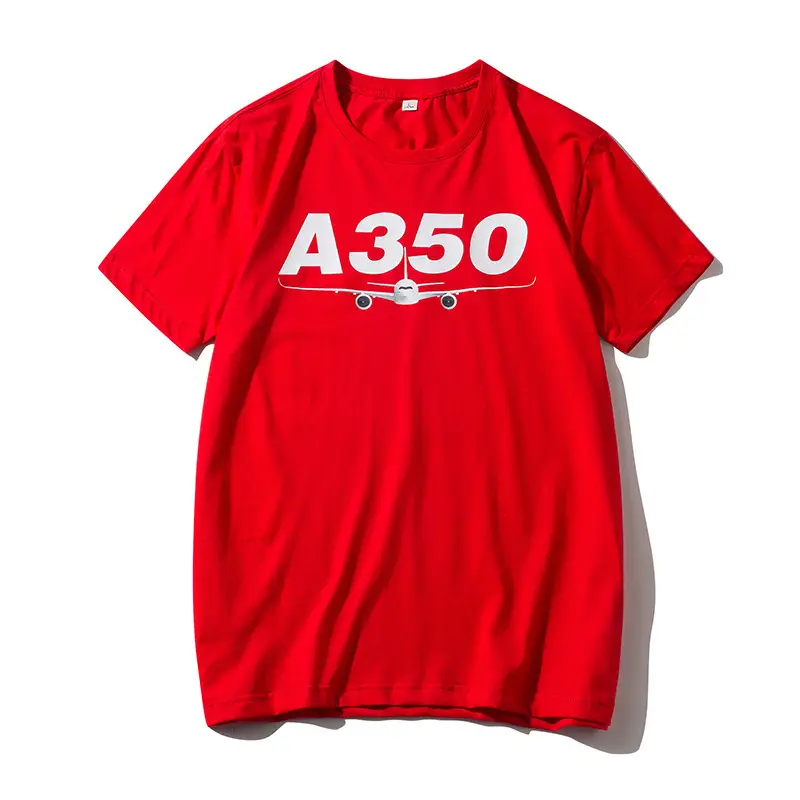 Men Red A350 Graphic T-Shirt Cotton Loose Fit - Image 8