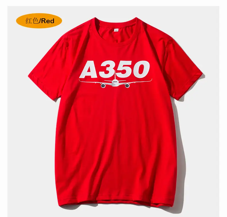 Men Red A350 Graphic T-Shirt Cotton Loose Fit - Image 2