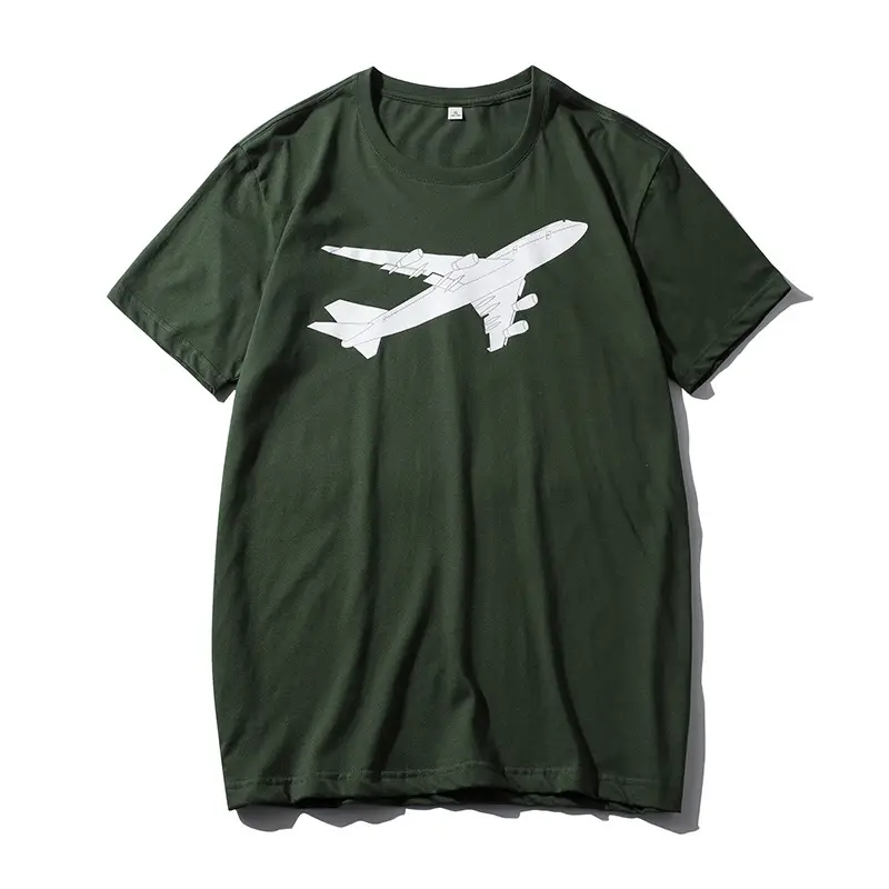 Men Flying Plane Black T-Shirt Gray Cotton Summer - Image 7