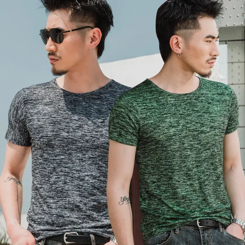 Men Cotton T-Shirt Teal Mosaic Short Sleeve Casual Wear - Image 14