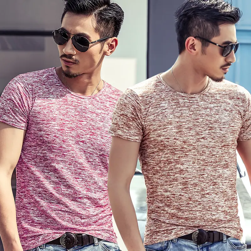 Men Cotton T-Shirt Teal Mosaic Short Sleeve Casual Wear - Image 16
