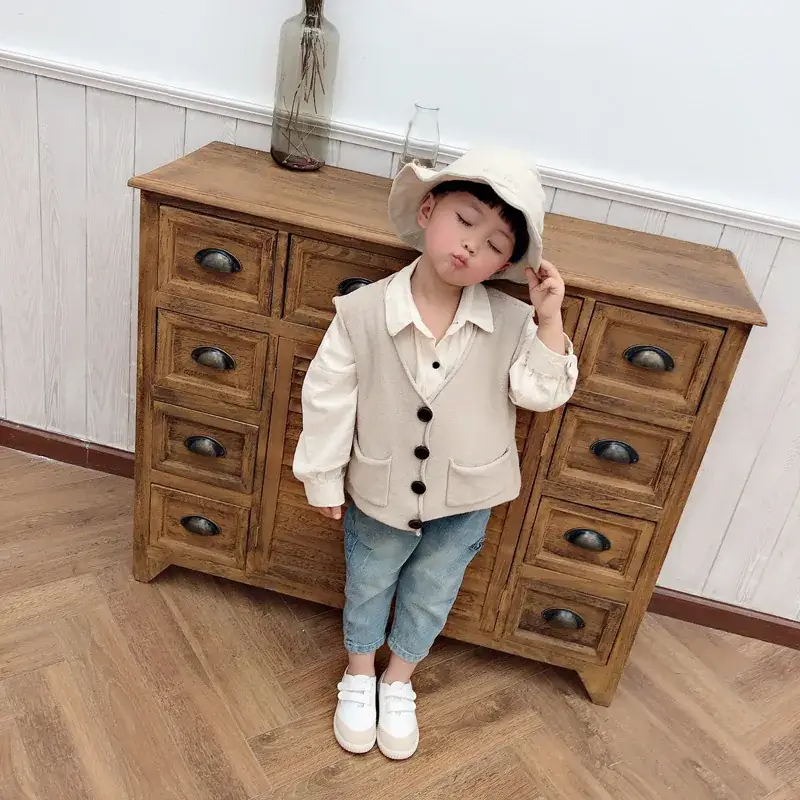 Kids Knitted Wool Top Vest Jacket Set for Boys Girls - Image 6