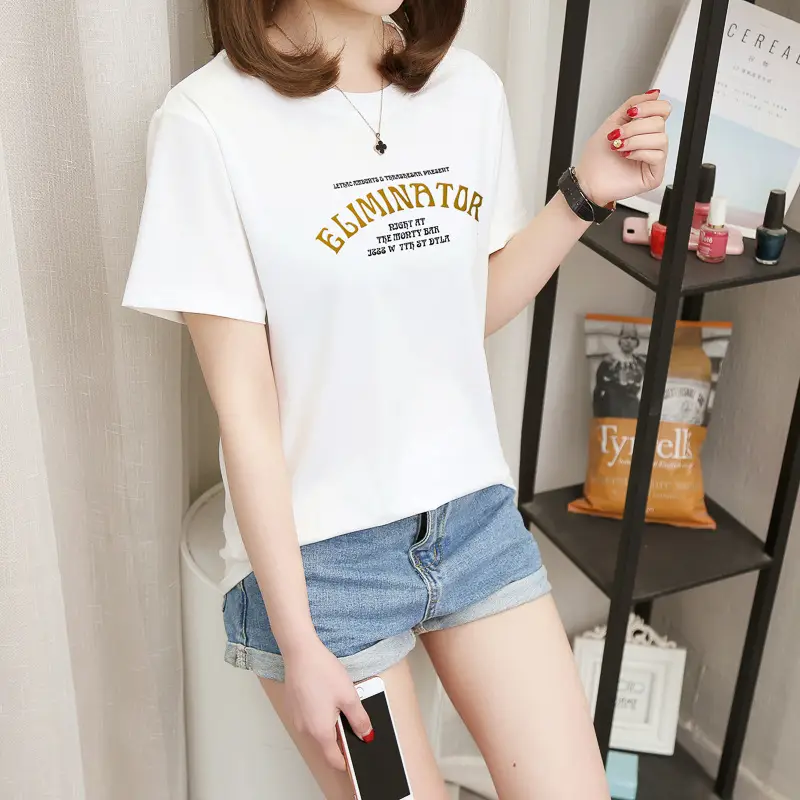 Women Pink Letter Print T-Shirt Short Sleeve Summer — feature 10