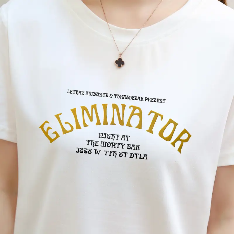 Women Pink Letter Print T-Shirt Short Sleeve Summer — feature 15