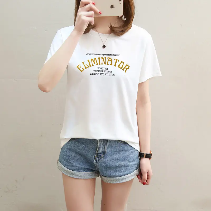 Women Pink Letter Print T-Shirt Short Sleeve Summer — feature 16