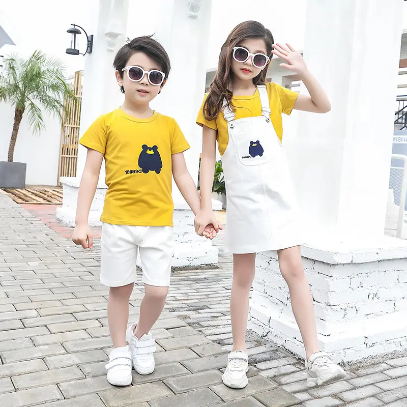 Family 3-Person Yellow T-Shirt White Shorts Summer Outfit - Image 8